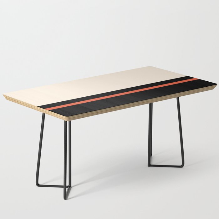 Minimal Solid Stripe Color Block Pattern in Black, Almond Cream, and Orange Coffee Table Gallery Image 1