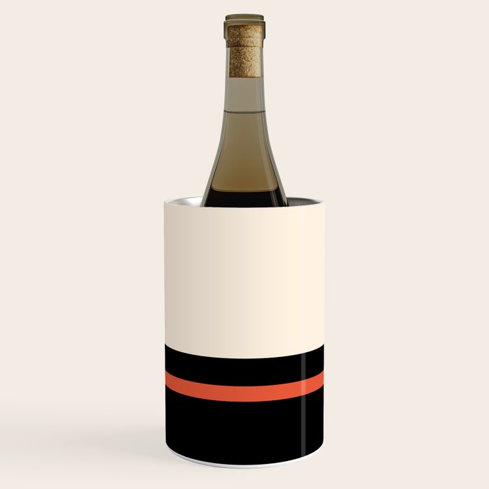 Minimal Solid Stripe Color Block Pattern in Black, Almond Cream, and Orange Wine Chiller Gallery Image 3