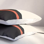 Minimal Solid Stripe Color Block Pattern in Black, Almond Cream, and Orange Pillow Sham Gallery Image 3