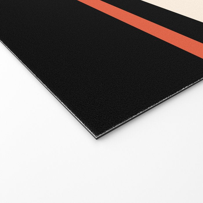 Minimal Solid Stripe Color Block Pattern in Black, Almond Cream, and Orange Welcome Mat Gallery Image 2