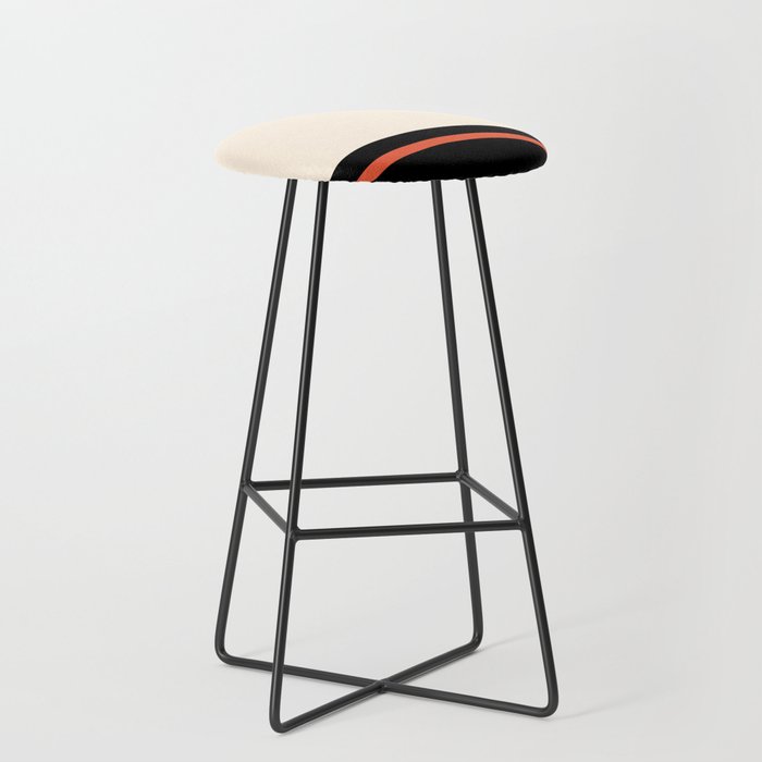 Minimal Solid Stripe Color Block Pattern in Black, Almond Cream, and Orange Stool Gallery Image 1