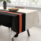 Minimal Solid Stripe Color Block Pattern in Black, Almond Cream, and Orange Tablecloth Gallery Image 3