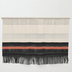 Minimal Solid Stripe Color Block Pattern in Black, Almond Cream, and Orange Wall Hanging Gallery Image 1