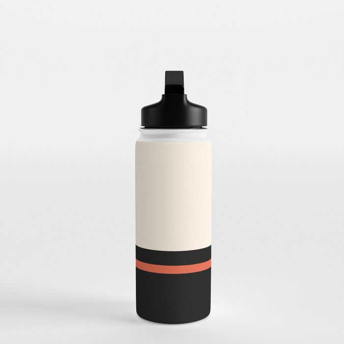 Minimal Solid Stripe Color Block Pattern in Black, Almond Cream, and Orange Water Bottle Gallery Image 3