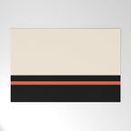 Minimal Solid Stripe Color Block Pattern in Black, Almond Cream, and Orange Welcome Mat Gallery Image 1