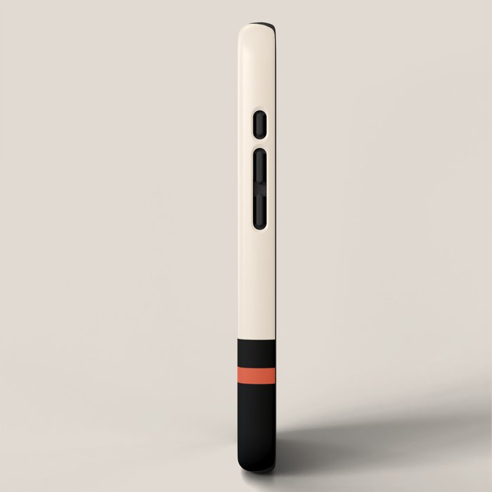 Minimal Solid Stripe Color Block Pattern in Black, Almond Cream, and Orange iPhone Case Gallery Image 2
