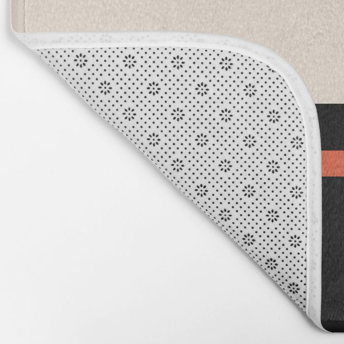 Minimal Solid Stripe Color Block Pattern in Black, Almond Cream, and Orange Bath Mat Gallery Image 2