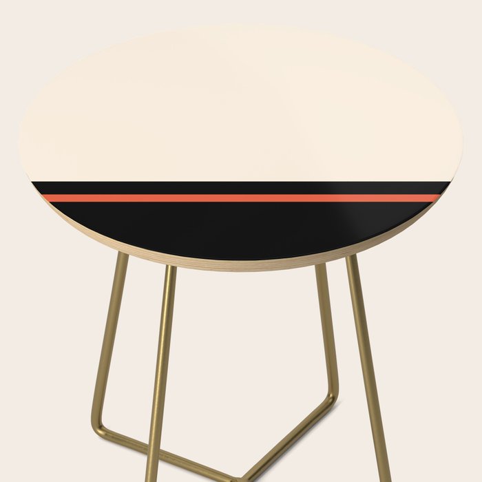 Minimal Solid Stripe Color Block Pattern in Black, Almond Cream, and Orange Side Table Gallery Image 2