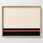 Minimal Solid Stripe Color Block Pattern in Black, Almond Cream, and Orange Serving Tray Gallery Image 1