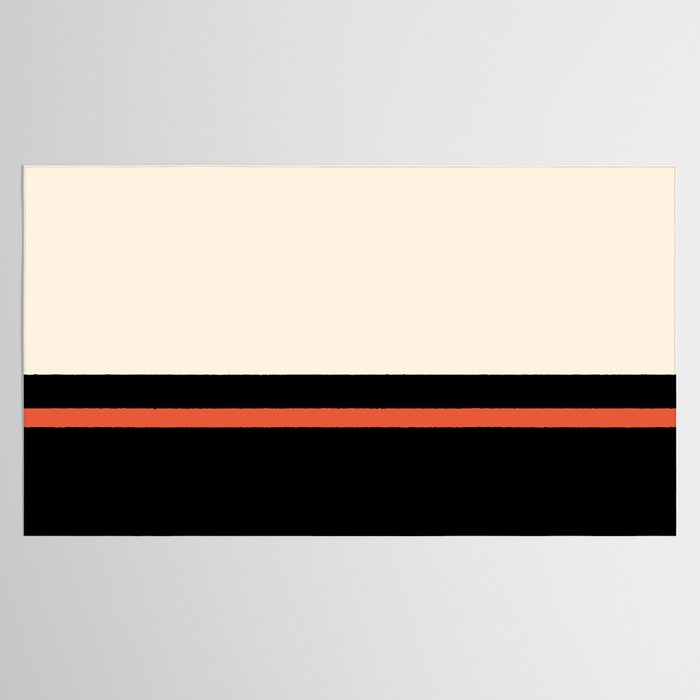 Minimal Solid Stripe Color Block Pattern in Black, Almond Cream, and Orange Tablecloth Gallery Image 2