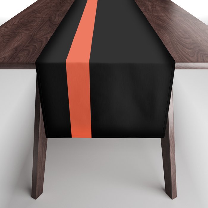 Minimal Solid Stripe Color Block Pattern in Black, Almond Cream, and Orange Table Runner Gallery Image 1