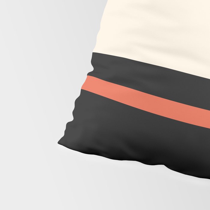 Minimal Solid Stripe Color Block Pattern in Black, Almond Cream, and Orange Pillow Sham Gallery Image 4