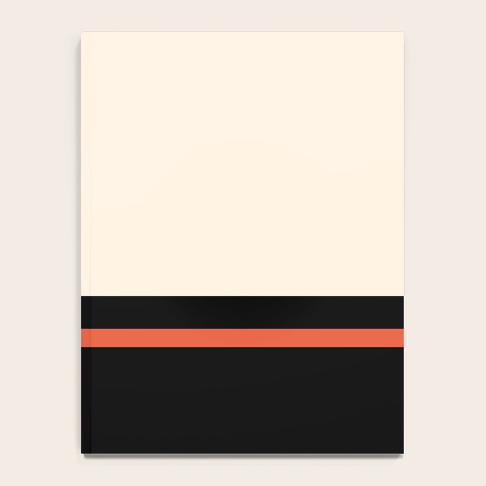 Minimal Solid Stripe Color Block Pattern in Black, Almond Cream, and Orange Notebook Gallery Image 4