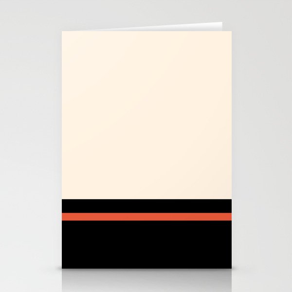 Minimal Solid Stripe Color Block Pattern in Black, Almond Cream, and Orange Stationery Card Gallery Image 2