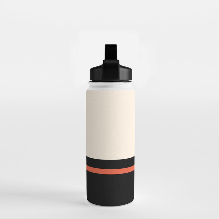 Minimal Solid Stripe Color Block Pattern in Black, Almond Cream, and Orange Water Bottle Gallery Image 2