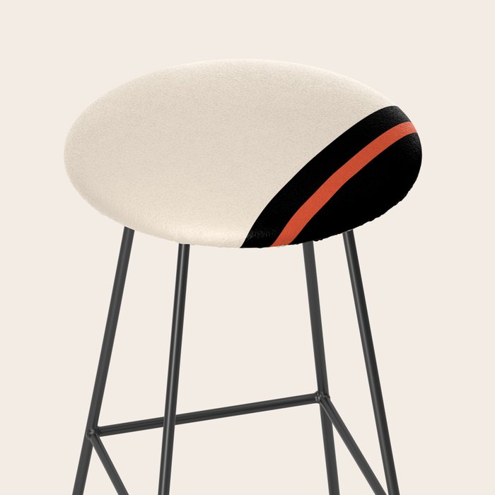 Minimal Solid Stripe Color Block Pattern in Black, Almond Cream, and Orange Stool Gallery Image 2