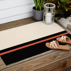 Minimal Solid Stripe Color Block Pattern in Black, Almond Cream, and Orange Outdoor Rug Gallery Image 2