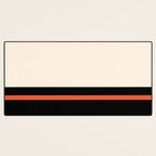 Minimal Solid Stripe Color Block Pattern in Black, Almond Cream, and Orange Desk Mat Gallery Image 3