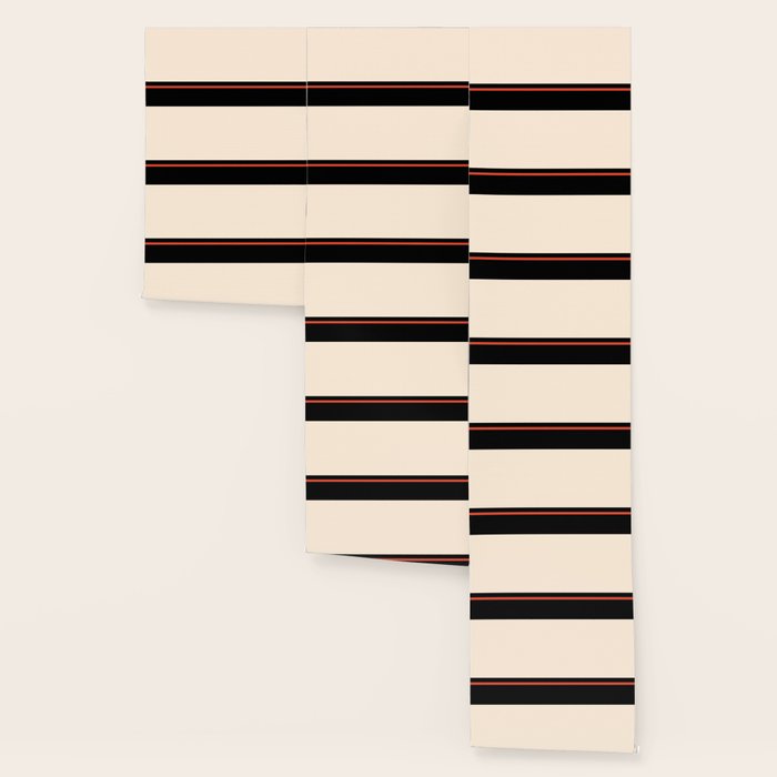Minimal Solid Stripe Color Block Pattern in Black, Almond Cream, and Orange Wallpaper Gallery Image 3