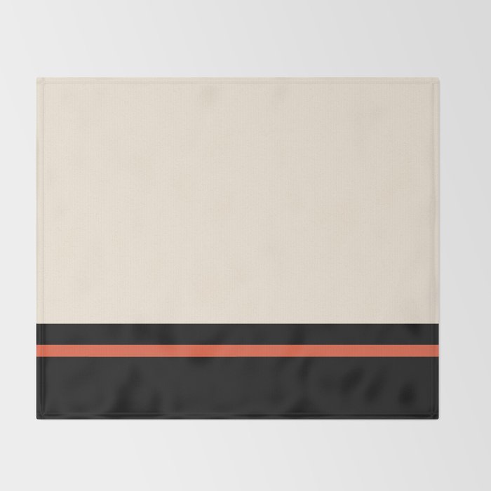 Minimal Solid Stripe Color Block Pattern in Black, Almond Cream, and Orange Throw Blanket Gallery Image 2