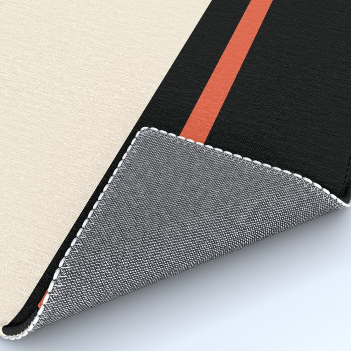 Minimal Solid Stripe Color Block Pattern in Black, Almond Cream, and Orange Rug Gallery Image 4