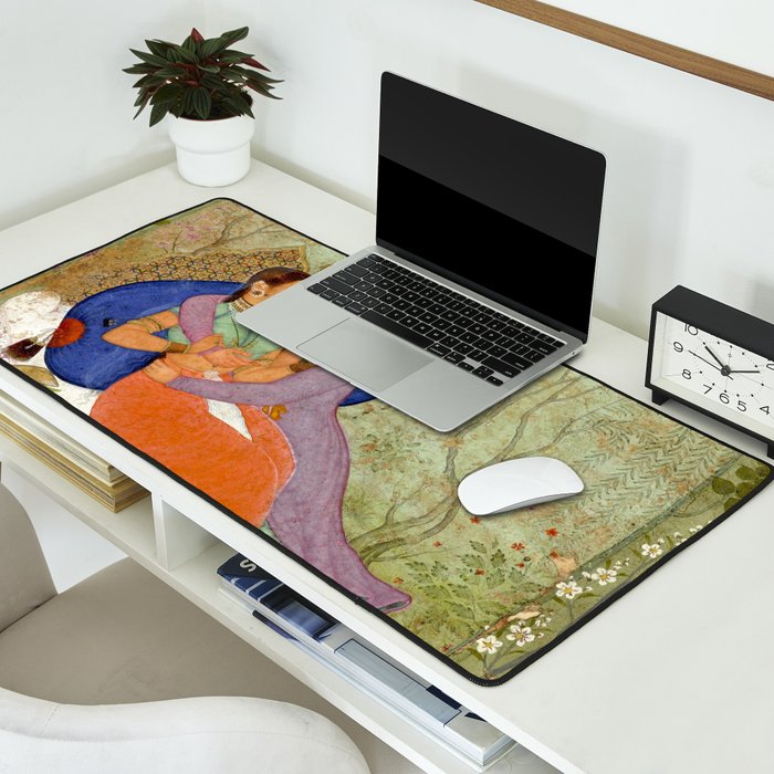 Embracing Couple Indian Painting Miniature Mughal Art Desk Mat Gallery Image 2