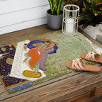 Embracing Couple Indian Painting Miniature Mughal Art Outdoor Rug Gallery Image 2