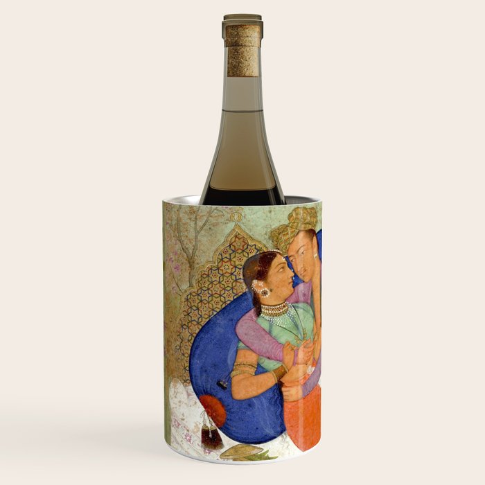 Embracing Couple Indian Painting Miniature Mughal Art Wine Chiller Gallery Image 2