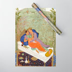 Embracing Couple Indian Painting Miniature Mughal Art Wrapping Paper Gallery Image 1