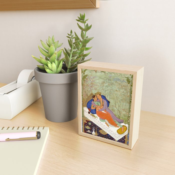 Embracing Couple Indian Painting Miniature Mughal Art Mini Art Print Gallery Image 2