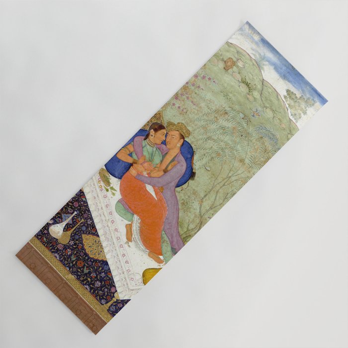 Embracing Couple Indian Painting Miniature Mughal Art Yoga Mat Gallery Image 1