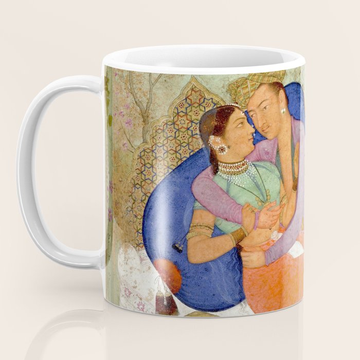 Embracing Couple Indian Painting Miniature Mughal Art Coffee Mug Gallery Image 3