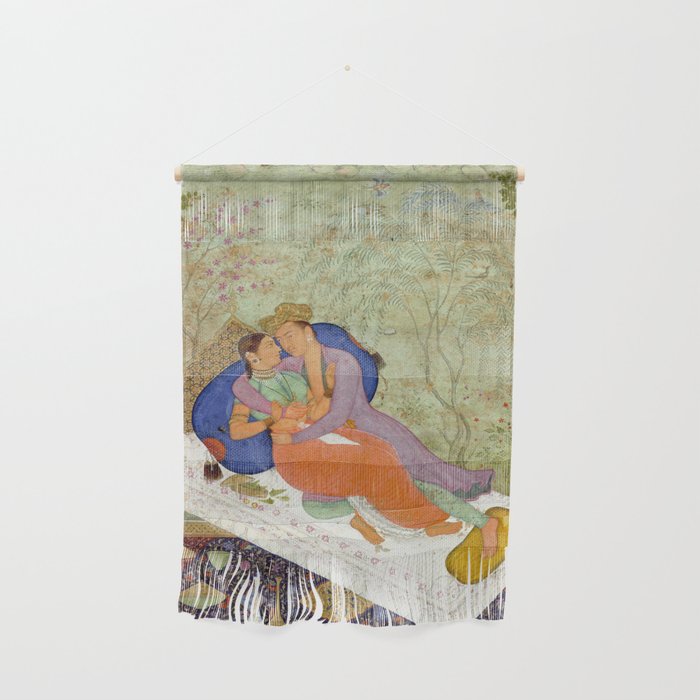 Embracing Couple Indian Painting Miniature Mughal Art Wall Hanging Gallery Image 1
