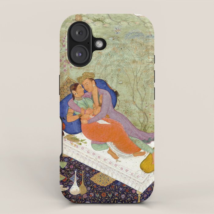 Embracing Couple Indian Painting Miniature Mughal Art iPhone Case Gallery Image 1