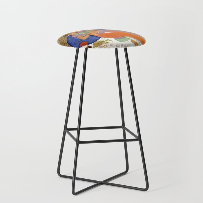 Embracing Couple Indian Painting Miniature Mughal Art Stool Gallery Image 1