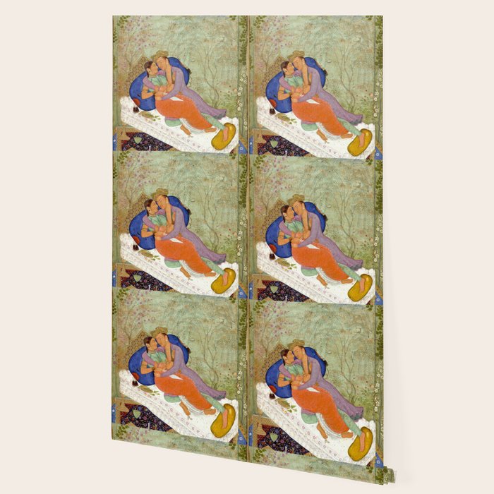 Embracing Couple Indian Painting Miniature Mughal Art Wallpaper Gallery Image 2