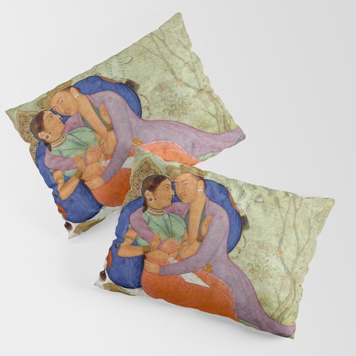 Embracing Couple Indian Painting Miniature Mughal Art Pillow Sham Gallery Image 3