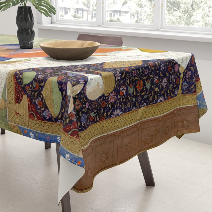 Embracing Couple Indian Painting Miniature Mughal Art Tablecloth Gallery Image 3