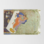 Embracing Couple Indian Painting Miniature Mughal Art Rug Gallery Image 2