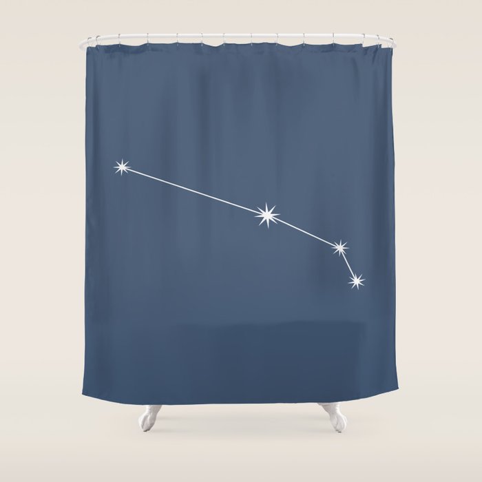 Aries Zodiac Star Constellation Line Art Neutral Blue Shower Curtain Gallery Image 1