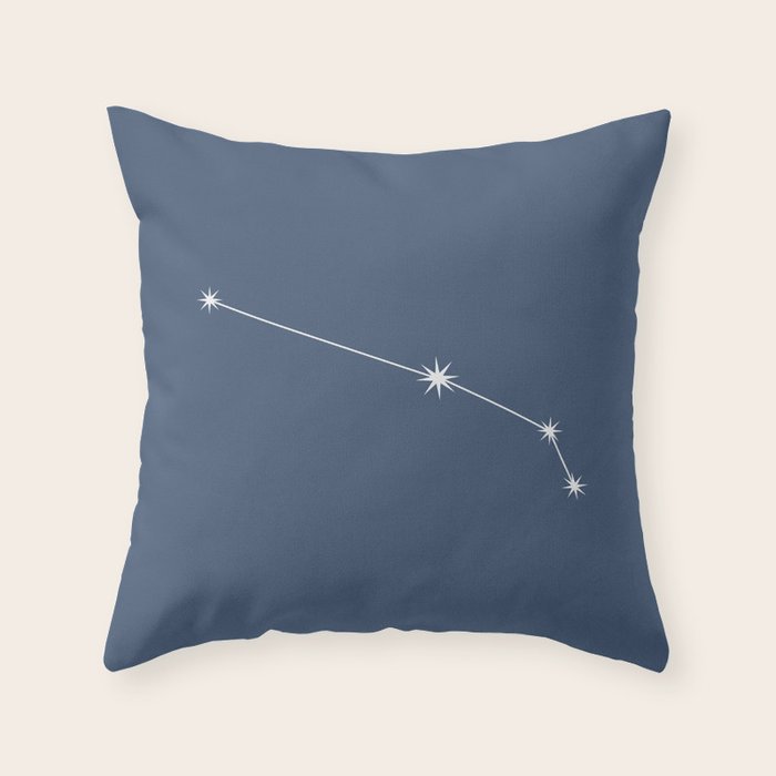 Aries Zodiac Star Constellation Line Art Neutral Blue Throw Pillow Gallery Image 1