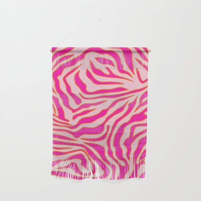 Zebra Print Pink And Orange Zebra Stripes Wild Animal Print Preppy Decor Modern Zebra Pattern Wall Hanging Gallery Image 1