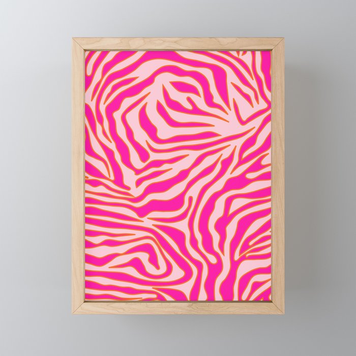 Zebra Print Pink And Orange Zebra Stripes Wild Animal Print Preppy Decor Modern Zebra Pattern Mini Art Print Gallery Image 1