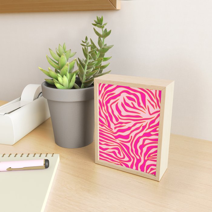 Zebra Print Pink And Orange Zebra Stripes Wild Animal Print Preppy Decor Modern Zebra Pattern Mini Art Print Gallery Image 2