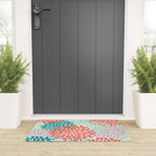 Floral Pattern, Orange, Teal, Mint Green, Flower Print Welcome Mat Gallery Image 3