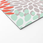 Floral Pattern, Orange, Teal, Mint Green, Flower Print Welcome Mat Gallery Image 2