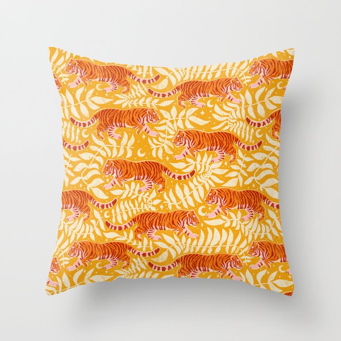 Tigers - pink, red, and saffron  Throw Pillow Gallery Image 1