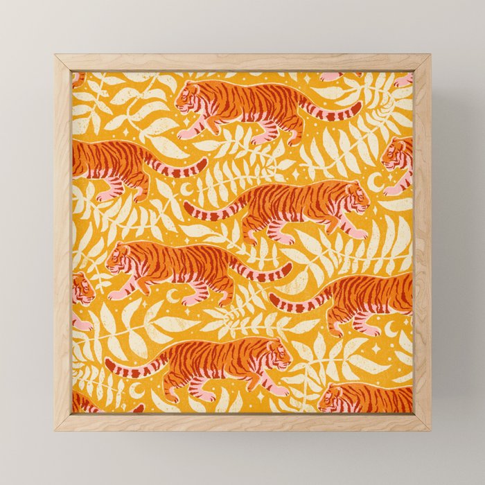 Tigers - pink, red, and saffron  Mini Art Print Gallery Image 1
