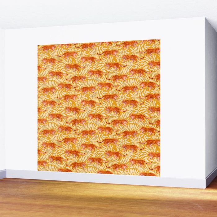 Tigers - pink, red, and saffron  Wall Mural Gallery Image 2