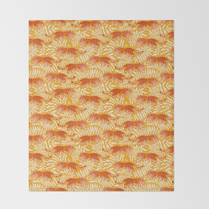 Tigers - pink, red, and saffron  Throw Blanket Gallery Image 2